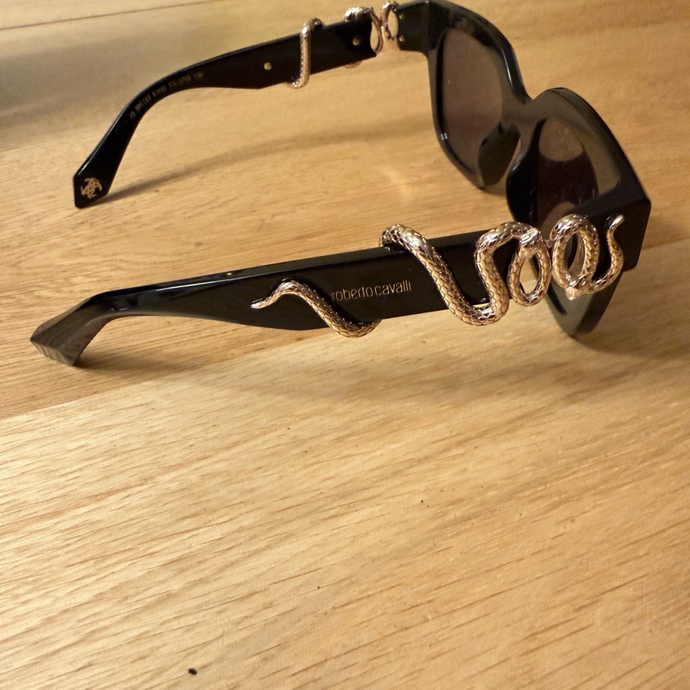Roberto Cavalli Snake Black Rectangular Sunglasses - image 8